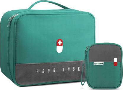 SOKT Empty First Aid Bags Travel Medical Supplies Cosmetic Organizer Safety Kit-Green First Aid Kit