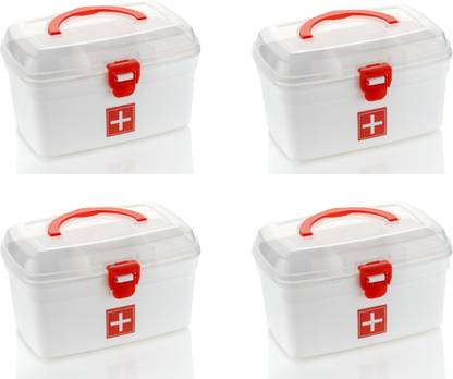 AURA PLAST First Aid Box | Emergency Medical Box | Medicine Storage Box | Pack of 4| First Aid Kit