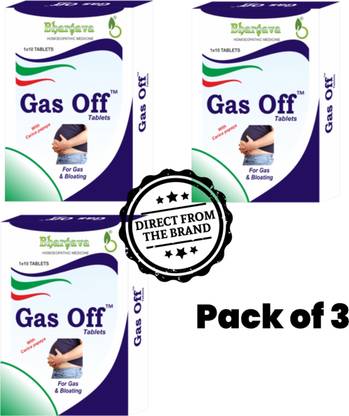 BHARGAVA Gas Off Tablets for Gastritis Acidity Indigestion Bloating & Colitis - Pack of 3 First Aid Kit