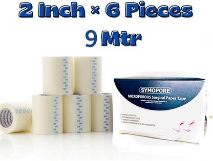 Ashni Symopore Surgical Adhesive Microporous Dressing Paper Tape 2inch x 9mtr 6pc First Aid Tape