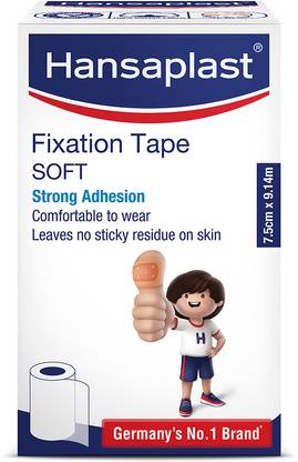 HANSAPLAST Fixation Tape Medical tape | 100% Cotton fabric |Strong adhesion| 7.5cm x 9.14m First Aid Tape