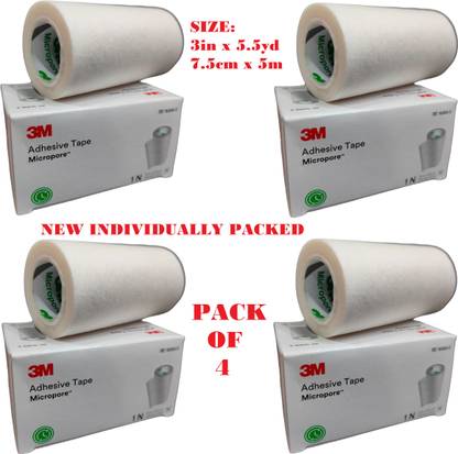 3M Micropore Surgical Tape (1530S-3) - 3 inch x 5.5 yard (7.5cm x 5m), 4 Rolls First Aid Tape
