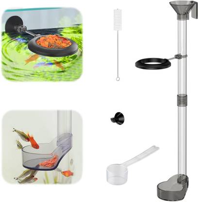 HASTHIP Fish Tank Fish Feeder Tube Set with Funnel Fish Feeding Ring 14.7'' Adjustable Digital Automatic and Manual Fish Feeder