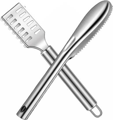 vetreo 2-Pieces Combo Fish Scrapper Remover, Stainless Steel Fish Scaler