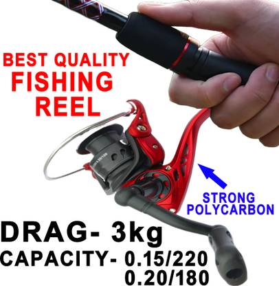 KVFISHNET FISHING REEL DRAG 3kg STRONG METAL BODY CAPACITY 0.15/220,0.20/180 WEIGHT 169g