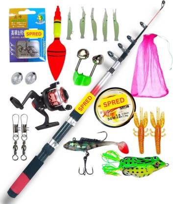 SPRED Fiber Fishing rod and reel set combo Set-spec Red Fishing Rod