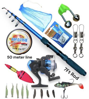 SPRED 6 Part Fishing Rod Abirs 7 Ft Rod Combo Multicolor Fishing Rod