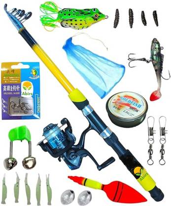 Abirs Fishing pole with net reel set japan design Yellow Fishing Rod