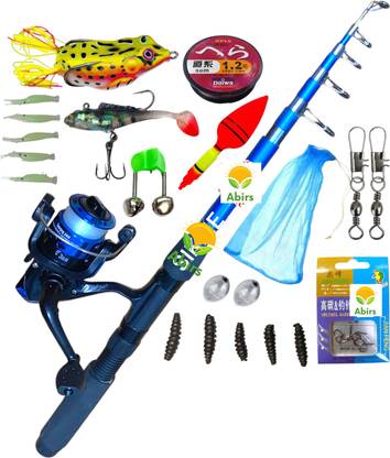 SPRED Ultimate Angler's Arsenal: 7ft (210cm)& Reel Combo Set Complete Tackle Kit Blue Fishing Rod