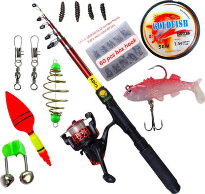 Abirs 7 fit fishing rod set combo feeder set Red Fishing Rod