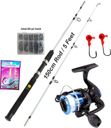 Fishing rod super Solid 2 part fishing rod with reel SPRED 5 ft solid Multicolor Fishing Rod