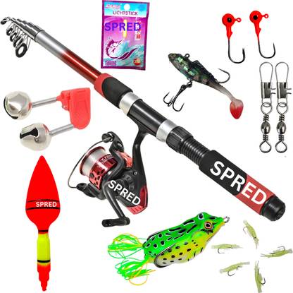 SPRED slylish fishing rod reel combo with fishing lure 1/210 Red Fishing Rod
