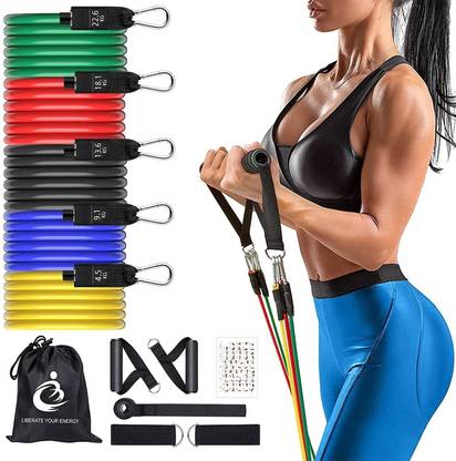 URFAVSTORE 11-Piece Resistance Bands workout Set, with Foam Handles,door anchor & Carry Bag Resistance Band