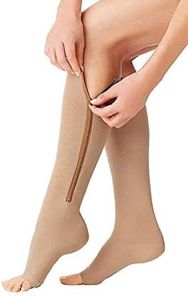 H&M Store Compression Socks with Zipper, Supports Leg Knee Stockings Open Toe (L/XL) Men, Women Compression