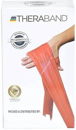 Theraband Medium Resistance Latex Free Exercise Band 4 Feet( Length) x 4 Inches( Width) Red Resistance Band