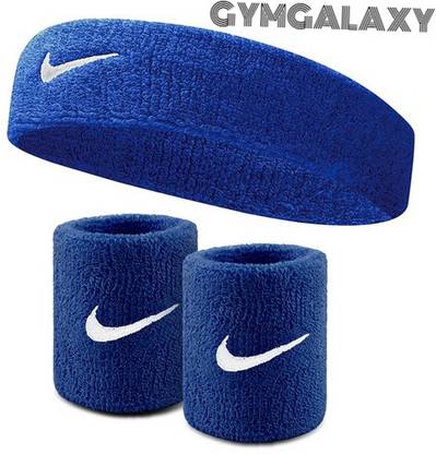 GYMGALAXY Sports Headband and Wristbands Set, White, Cotton Sweatbands for Men and Women Fitness Band