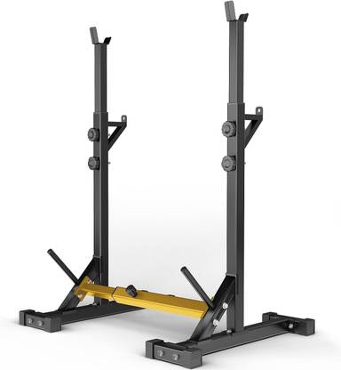 IRIS Squat Rack Stand for Home Gym Strength Training (Yellow) Multipurpose Fitness Bench