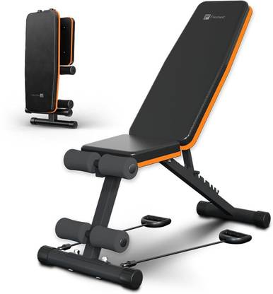 Flexnest Flexbench EZ Foldable Gym Bench Incline, Decline with Resistance Ropes Multipurpose Fitness Bench
