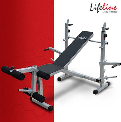 Lifeline LB 309 Flat, Incline, Decline with Leg Curl / Extension & Dumbbell Fly Multipurpose Fitness Bench