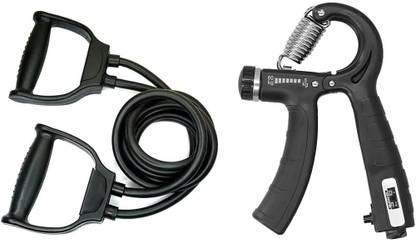 BoldFire Double Toning tube and adjustable hand grip with counter combo for body Workout Hand Grip/Fitness Grip