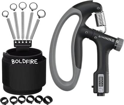 BoldFire Counter D-Shape Hand Grip Strengthener with Resistance Metal Springs (Pack of2) Hand Grip/Fitness Grip