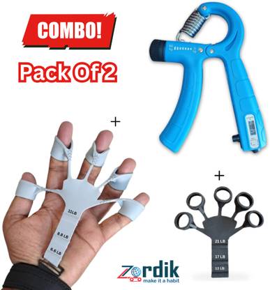 Zordik Adjustable Finger Gripper With Counter & Hand Grippers: Black And White Hand Grip/Fitness Grip