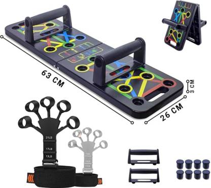 FitHead Combo of 15 in 1 Pushup Board & Unisex Finger Gripper, Finger Strengthener Hand Grip/Fitness Grip
