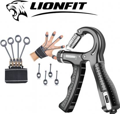 LIONFIT Hand Grip Strengthener & Finger Resistance Band Set for Wrist & Forearm Exercise Hand Grip/Fitness Grip