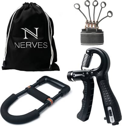 NERVES Hand Gripper Set Wrist Exercise & Finger Gripster Veins Exercise (BLACK) Hand Grip/Fitness Grip