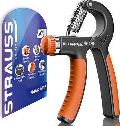 Strauss Adjustable Strengthener | Finger Exerciser| Hand Grip/Fitness Grip  (Black, Orange)