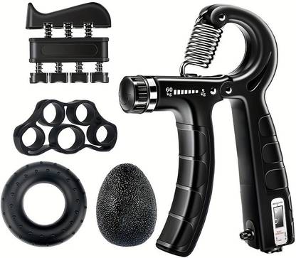 Shopeleven 5Pcs Set Fingers Trainer Stretching Band, Ball, Ring, Exercise, Decompression Hand Grip/Fitness Grip