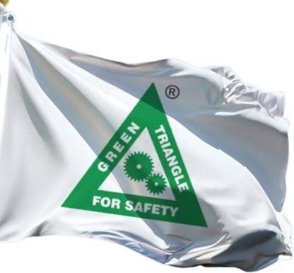 The Flag Company Green Triangle Safety Flag, For Safety - 3ft x 4.5ft Rectangle Outdoor Flag