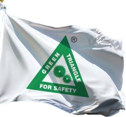 The Flag Company Green Triangle Safety Flag, For Safety - size: 3ft x 4.5ft Rectangle Outdoor Flag