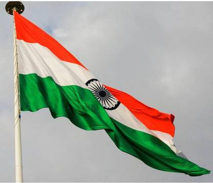 party assets Indian Flag "TIRANGA" Big Size (Size 5 X 7.5 feets) Satin Fabric Rectangle Outdoor Flag