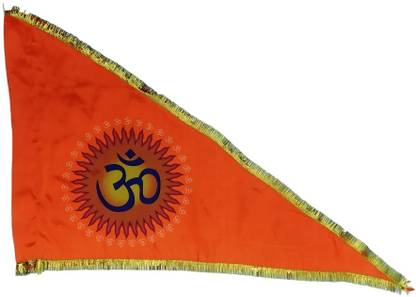 Manorath Om Symbol Printed Bhagwa Jhanda safforn Flag Triangle Outdoor Flag