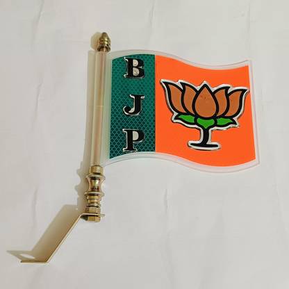 Krishna Art bjp car for flag with rod Rectangle Car Window Flag