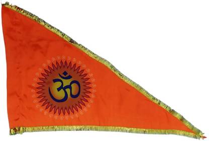 Manorath OM printed Saffron (kesariya), Orange color flag Triangle Outdoor Flag