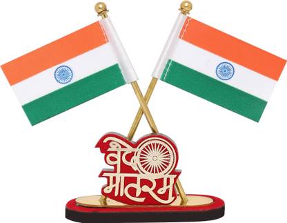 VOILA Indian National Flags For Car Dashboard Decoration Triangle Car Dashboard Flag
