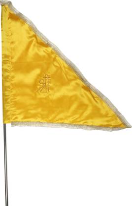 TORPPEZA Shree Yellow Satan Silk Jhanda 0 CM) Rectangle Outdoor Flag