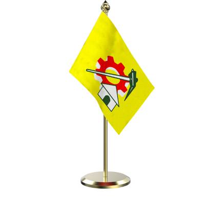 The Flag Company Telugu Desam Party (TDP)- Table Flag Brass Pole Rectangle Table Miniature Flag