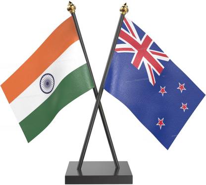 The Flag Company India New zealand Table Flag With Black Acrylic Base And Gold Top Rectangle Table Miniature Flag