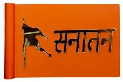 RG7 SANATAN bhagwa colour CAR FLAG 3D Print with rod Rectangle Car Window Flag