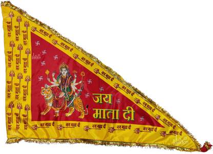 la jarden Large Ambe Mata, Durga Maa Flag, Sherawali Flag Triangle Outdoor Flag