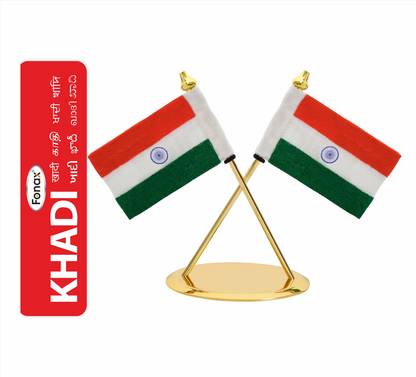 Fonax Car Flag Brass Poles & Base for Office Desk,Home & Corporate Gift and Rectangle Car Dashboard Flag