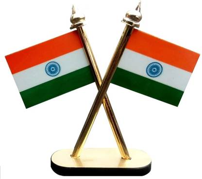 MBA Indian Flag for Car Dashboard in Satyamev Jayte Design Square Car Dashboard Flag