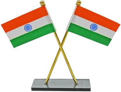 DECTEMS Double Cross Flag for Office and Study Table Desk Décor Rectangle Car Dashboard Flag