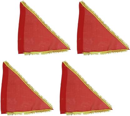 pushkar Red Flag small Size Jhanda/Flag for Religious Purpose Size - 18x18 Inches Triangle Outdoor Flag