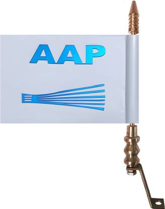 FLASHFULL aam aadmi party (aap) car flag for car bonnet Double Sided Wind Car Window Flag