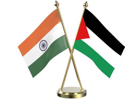 The Flag Company Palestine Table Flag With Brass Base And Brass Pole Rectangle Table Miniature Flag