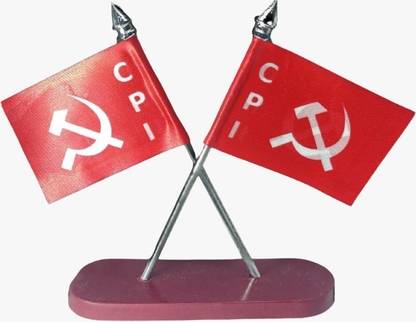 He and She SHOPPING Communist Party of India Cpi Crossed Design Flag for Car Dashboard Rectangle Car Dashboard Flag